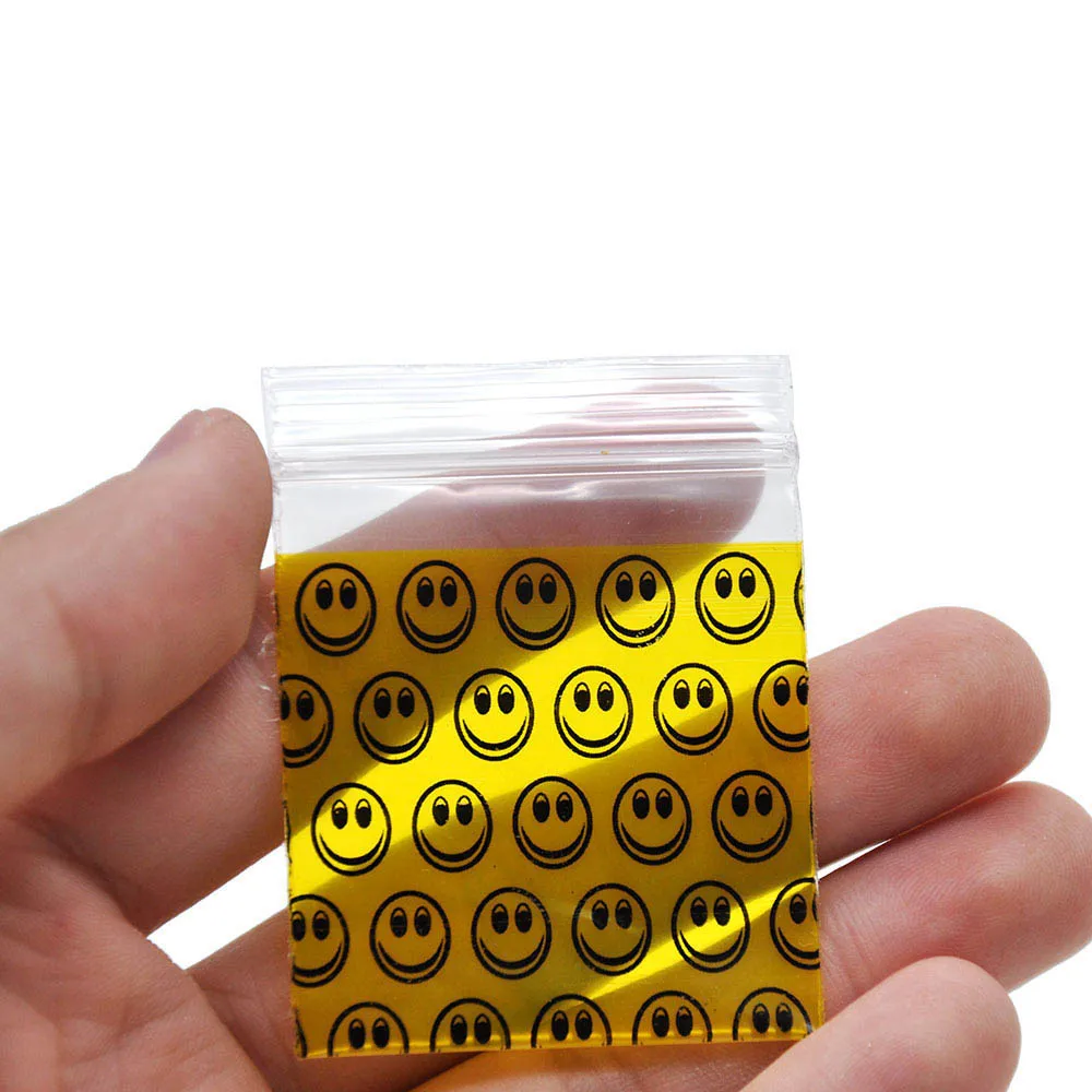 Желтый смайлик пластиковый герметичный пакет 100 палочки 46*44 мм Большой табачный пакет повторно герметичный целлофановый пакет упаковка для хранения герметичный мешок
