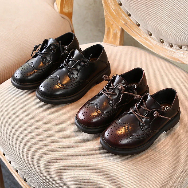 Children Leather Shoes for Boy Girls Classic Style Autumn Fashion Pu Leather Casual Shoes Black Brown SX432