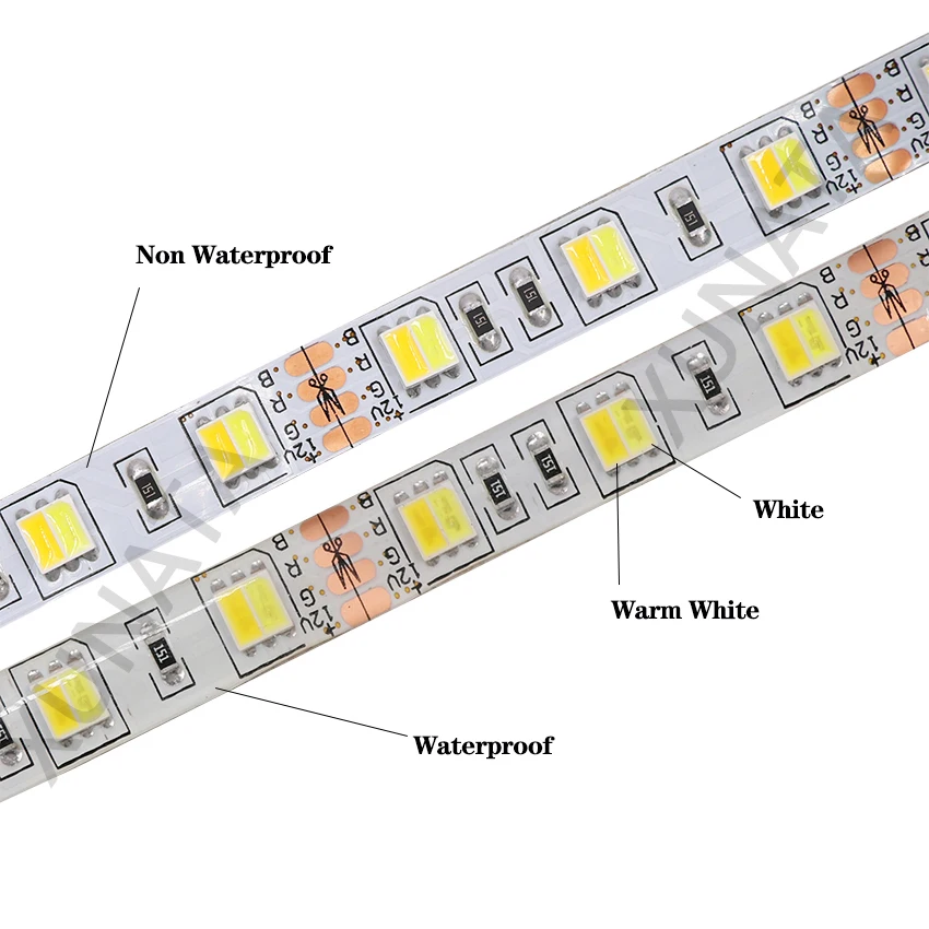 CCT Светодиодная лента DC12V 5050 водонепроницаемая гибкая 300LED двойная цветовая