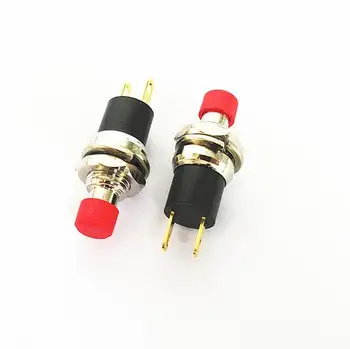 

5pcs PB05A PBS-110 red head self-locking switch, opening 7MM button, small button with self-locking 2-pin gold foot