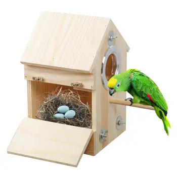 

Wooden Bird Feeder House Breeding Box Bird Nest Budgerigar Parrot Incubator Birds Feeder Tool