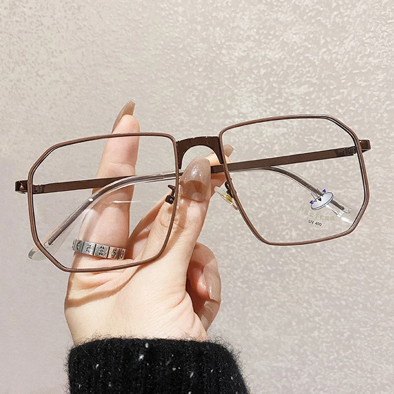 

Unique Oversized Black Leopard Alloy Anti-blue Light Eyeglasses For Women 2020 New Fashion Square Computer Clear Glasses Frame