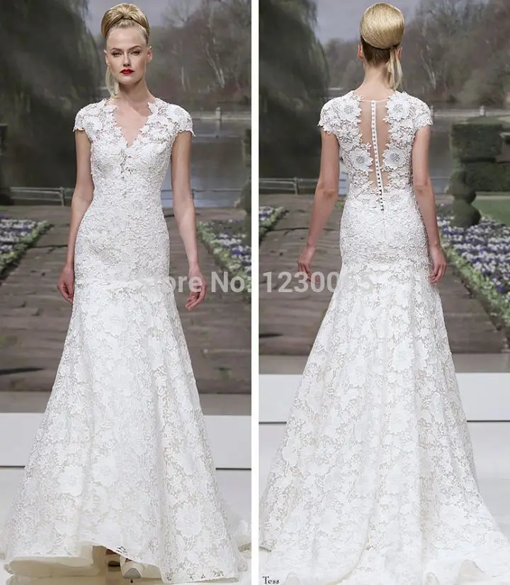 Casamento vestido de noiva 2018 Nieuwe v-hals a-lijn lange Kant cap Mouw bruidsjurk gratis verzending moeder van de bruid jurken Casamento vestido de noiva 2018 Nieuwe v-hals a-lijn lange Kant cap Mouw bruidsjurk gratis verzending moeder van de bruid jurken