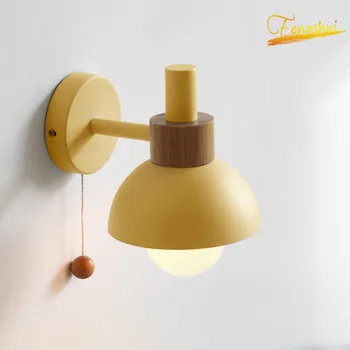 

Nordic Minimalist Macaron Wall Lamp Modern Bedroom Aisle Interior Decoration LED Flashlight Single Head E27 Small Wall Lights