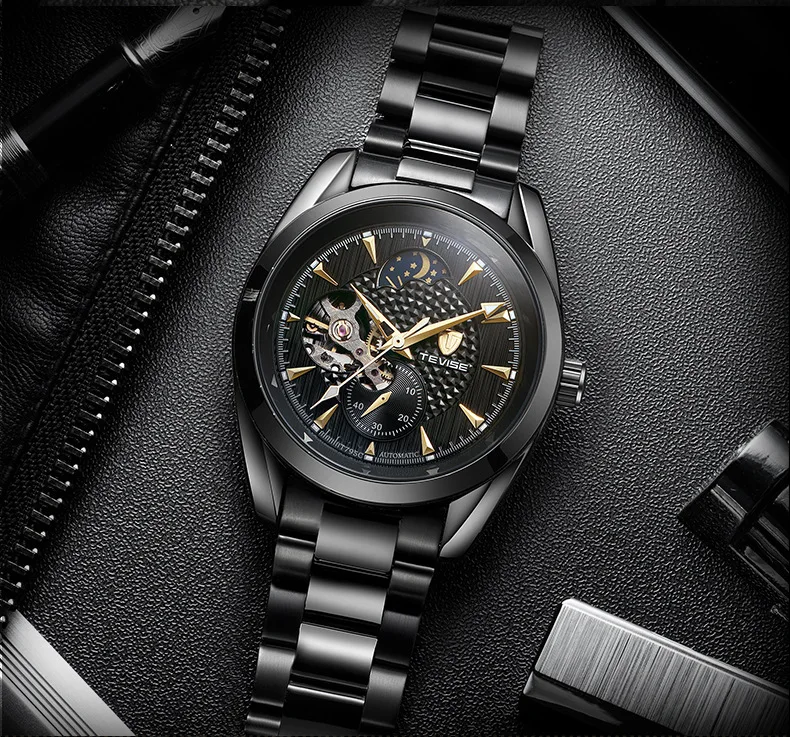 Новые TEVISE automatic Tourbillon Механические карманные часы мужские часы в деловом стиле мужские с самообмоткой наручные часы Relogio Masculino
