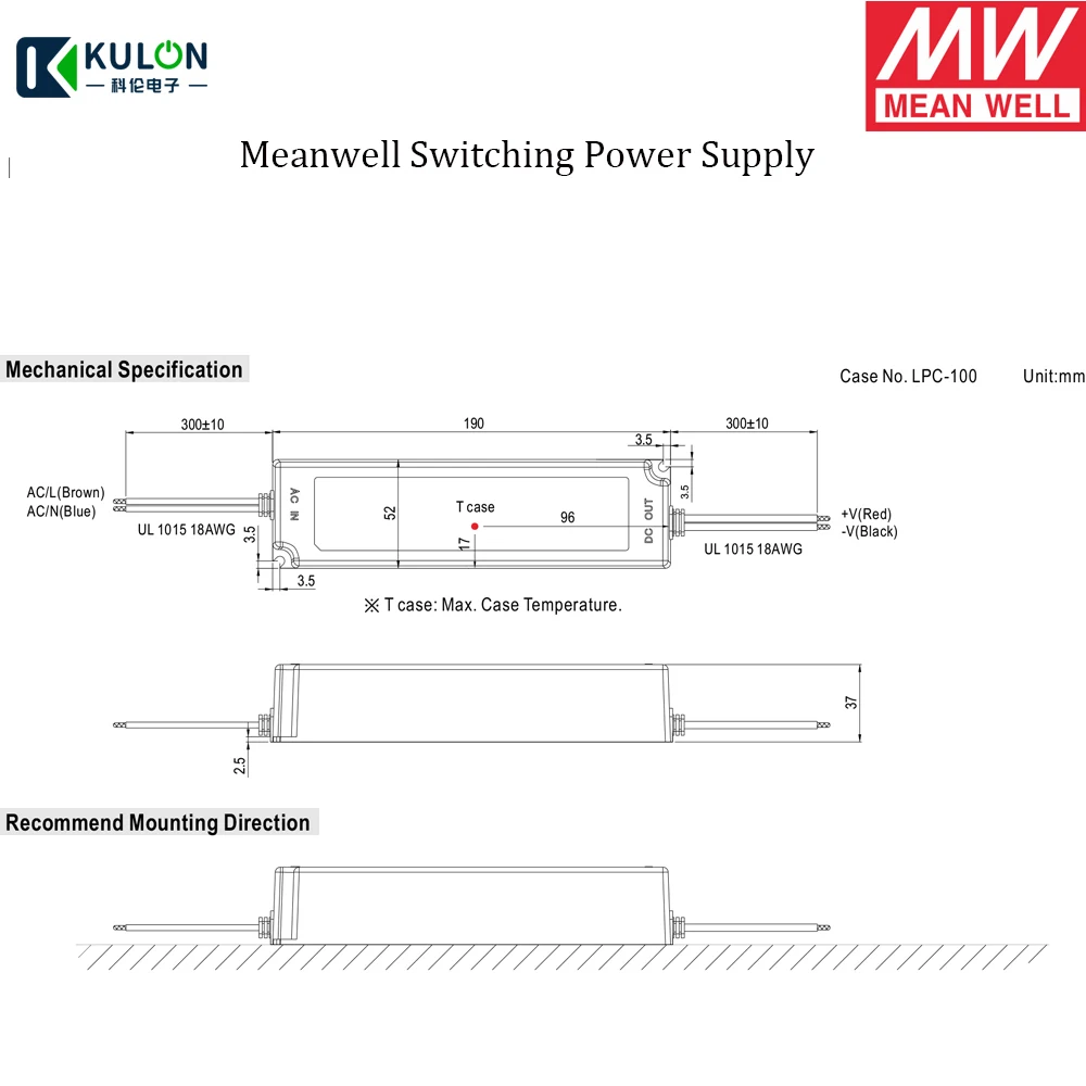 Оригинальный Meanwell LPC 100 Водонепроницаемый светодиодный источника питания с одним