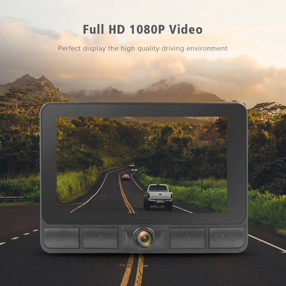 Автомобильный видеорегистратор с 3 объективами, двойная камера с Rearview FHD 1080P 4,0 дюйма, видеорегистратор, Автомобильный регистратор, широкоформатные видеорегистраторы 170