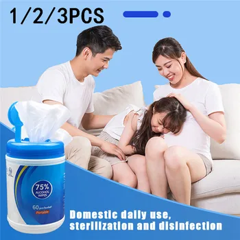

60 Sheets Bag Portable Disinfection Wipes 75% Alcohol Wipes 50ML Decontamination Laptop Keyboard LCD TV Cleaning Screen Tools 42