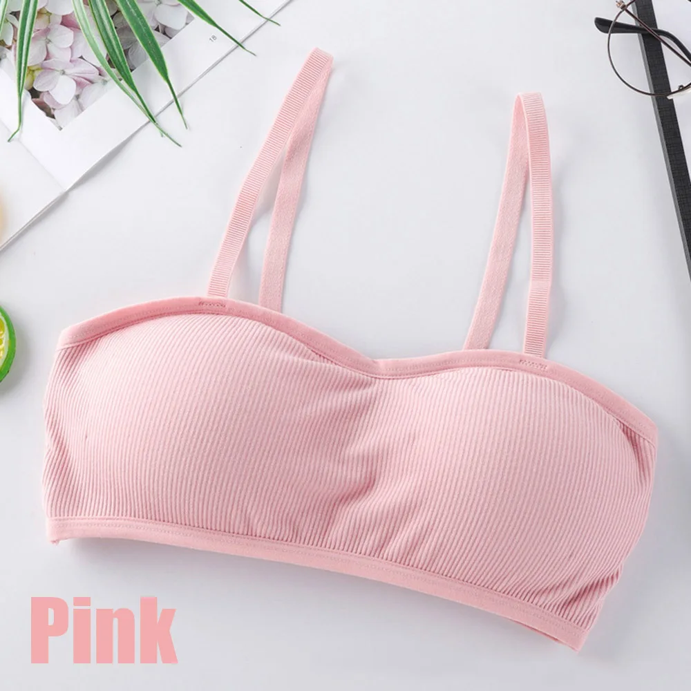 pink Женский хлопковый бюстгальтер, короткий топ для фитнеса, эластичный спортивный топ, бюстгальтер без косточек, хлопковый бюстгальтер, женское нижнее белье - Цвет: pink