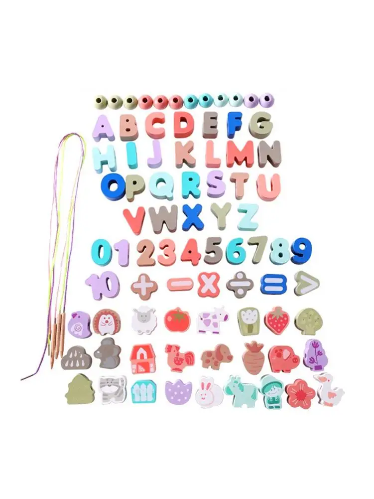 Wooden Farm Number Ocean Letter Beads Multi Purpose Beads Children Toy For Children Education Jewelry Making DIY Bracelet