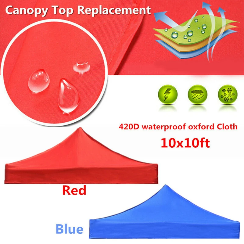 3X3M/2X2M Canopy Top Cover Replacement Four-Corner Tent Cloth Foldable Rainproof Patio Pavilion Replace Gazebo Canopy Top Cover