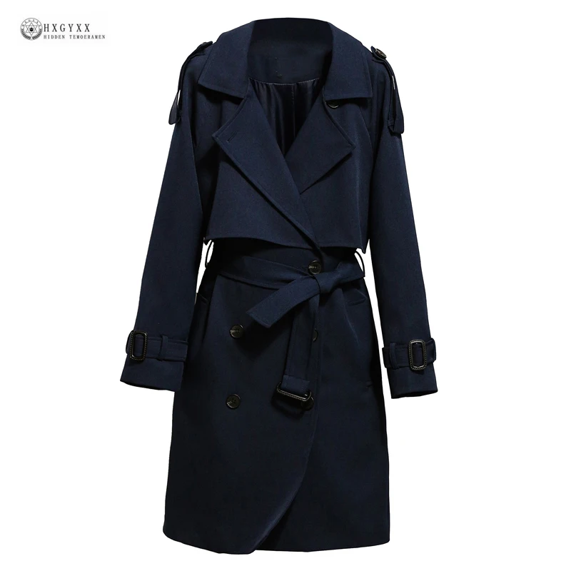 -New-Spring-Long-Outwear-Coat-Navy-Blue-Long-Sleeve-Turn-down-Collar-Double-Breasted-British