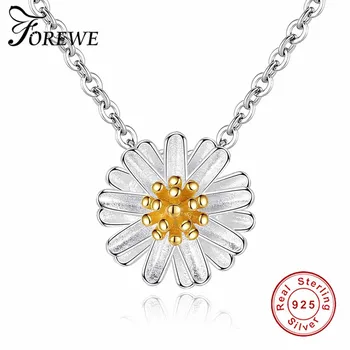 

2020 Spring New Fashion Daisy Flower Necklaces & Pendants 925 Sterling Silver Adjustable Chain for Women Wedding Jewelry Gift