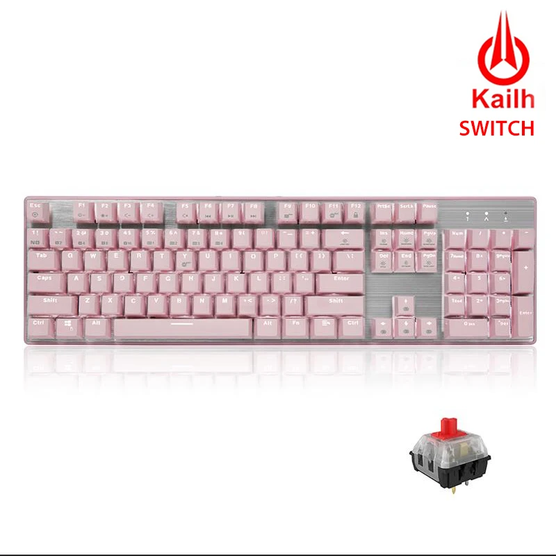 Hexgeards GK706 Механическая игровая клавиатура kailh MX Синий переключатель 104 ключ Водонепроницаемость механическая клавиатура розовый - Цвет: Red Switch-PINK