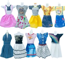 Robe de soirée en Tulle pour Barbie, 5 pièces/ensemble, vêtements de poupée bon marché, mignon chien imprimé, jouets, cadeau d'anniversaire pour fille
