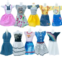 Robe de soirée en Tulle pour Barbie, 5 pièces/ensemble, vêtements de poupée bon marché, mignon chien imprimé, jouets, cadeau d'anniversaire pour fille 
