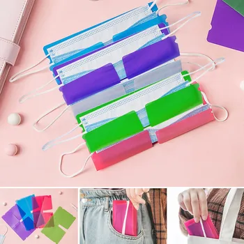 

10pcs Portable PVC Mask Clips Disposable Face Mask Storage Case Container Foldable Recycling Mask Holder Unisex Mask Storage