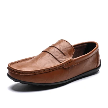 

Shoes Men Genuine Leather Shoes Soft Moccasins Men Loafers Breathable Casual Shoes Boat Shoes Outdoor Walking Shoes Size 38-46