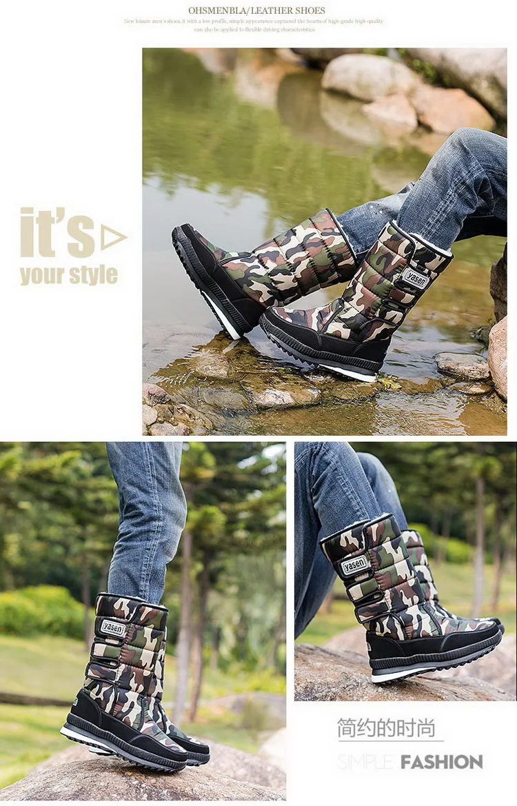 Desert boots men winter snow mia calf boots warm plush shoes classic style fashion Camouflage male boots