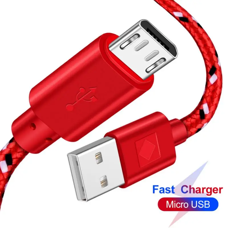 Micro USB кабель для передачи данных в нейлоновой оплетке 1 м 2 зарядный шнур Huawei Xiaomi