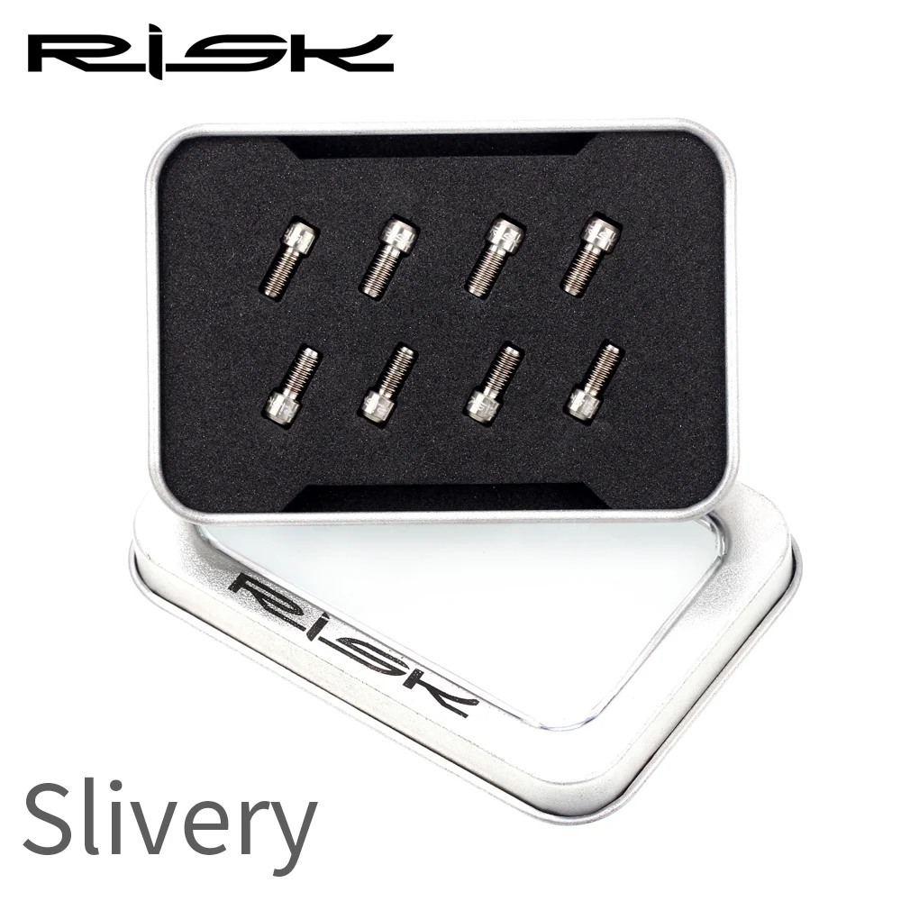 Silver RISK 8 шт. M4* 8 мм титановый сплав противоскользящие болты для горного велосипеда педали TC4 Ti педали противоскользящие винты для XC AM DH велосипед - Цвет: Silver