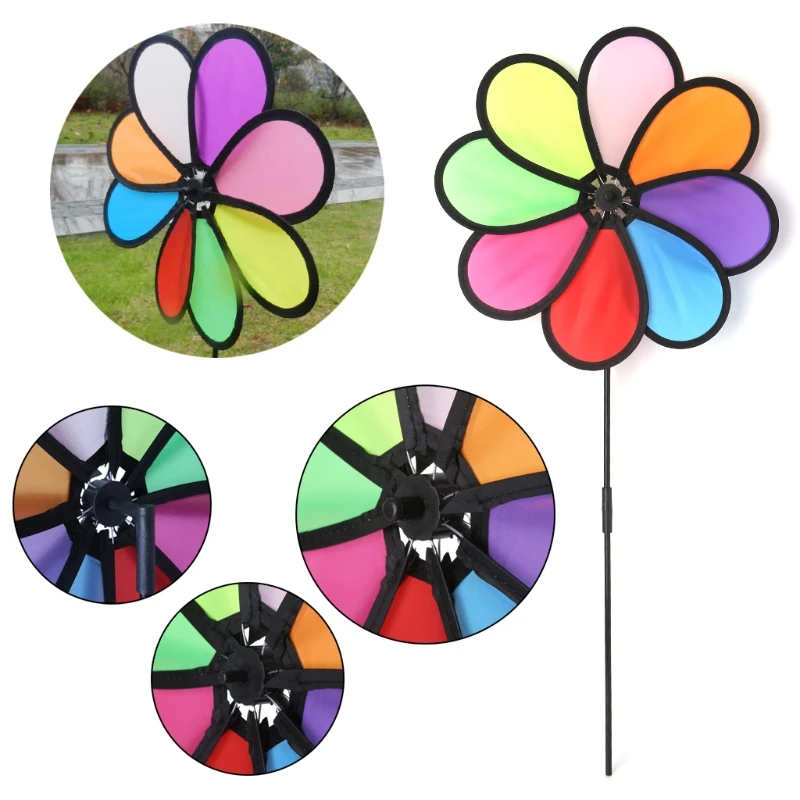 Windmill Toys Children Kids Garden Decoration 8 Leaves Colorful Outdoors Spinner