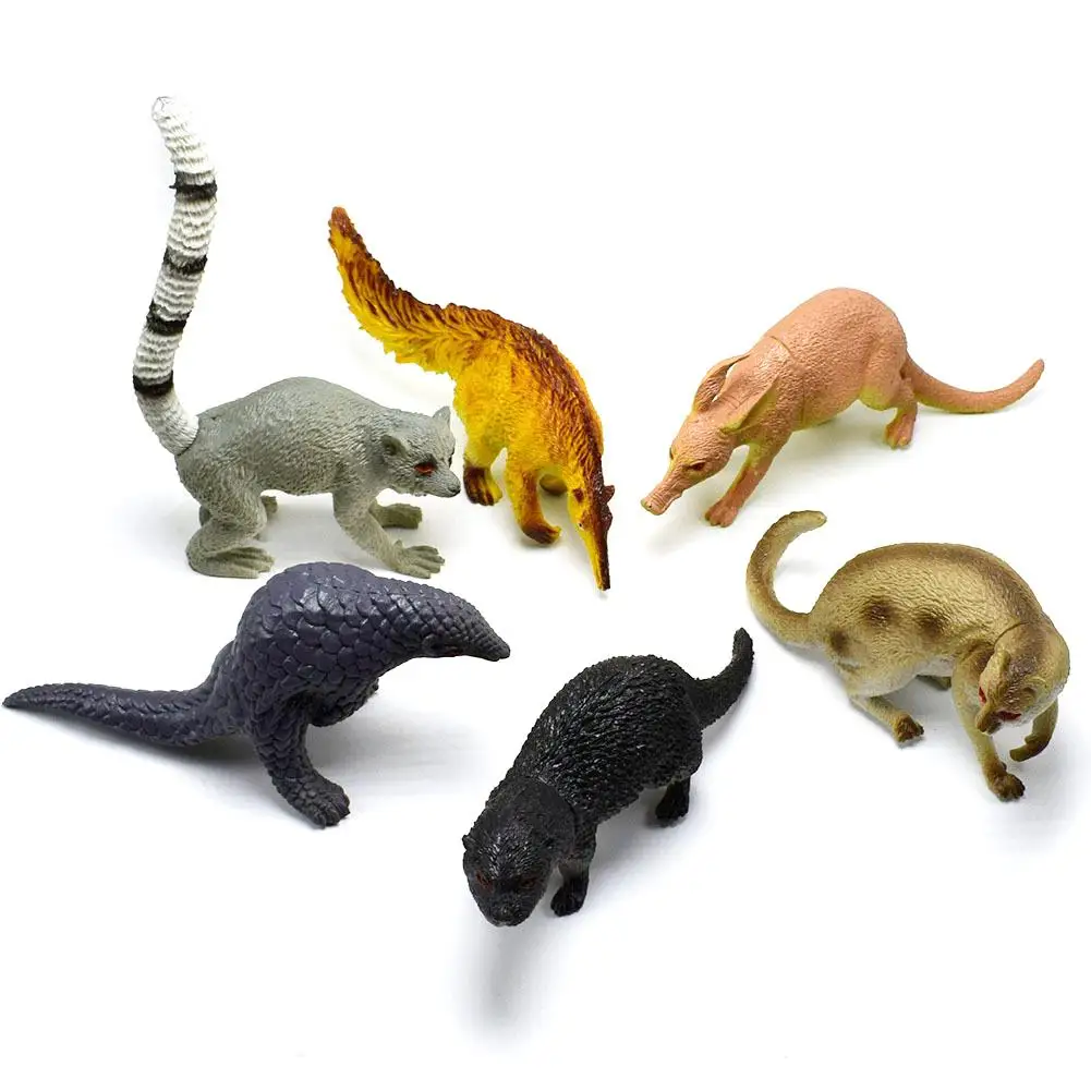6Pcs Simulation Bobcat Anteater Wild Animal Model Action Figure Collection Toy Figures Learning Educational Kids Toys | Игрушки и хобби