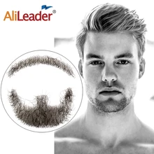 Alileader топ продаж поддельные бороды ручной работы 100 процентов настоящие волосы швейцарские кружева удобные невидимые волосы remy усы для мужчин