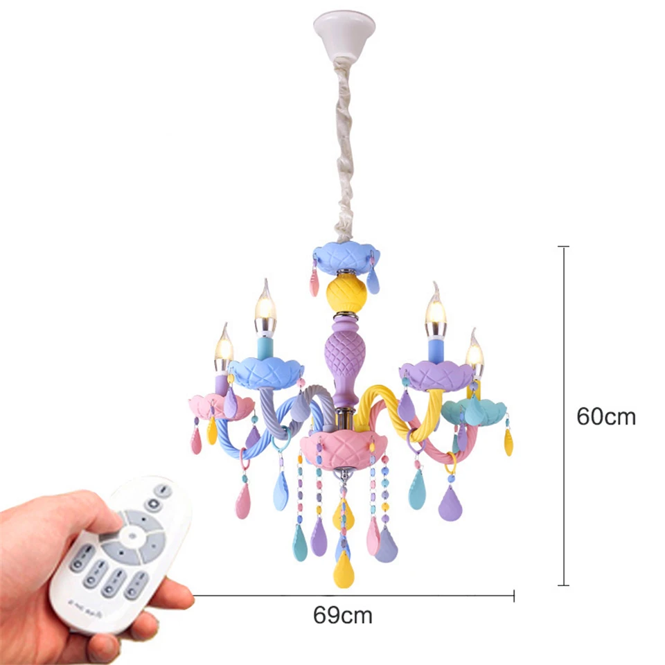 Modern Rainbow Candy E14 LED Chandelier Lighting Children Bedroom Living Room Learning Chandelier Hanging Lamp Indoor Decoration
