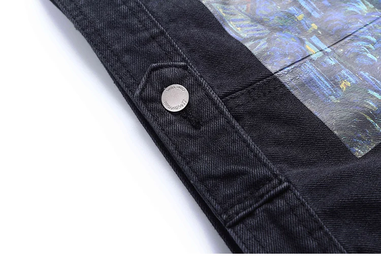 Vincent Van Gogh уличная джинсовая куртка хип хоп Мужские Винтажные рваные джинсовая куртка деним пальто Harajuku Бомбер куртка хлопок