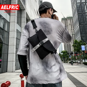 

AELFRIC Fashion Unisex Canvas Cross Body Bags 2019 Women Men Wild Shoulder Bags Couple Chest Bag Mobile Phone Pocket Female Hot