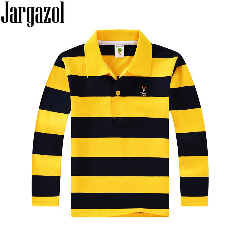 

Baby Boy Camisetas Boys Shirts Teen 3T-15T Polo Shirt Kids Clothes Tops Color Stripes Turn-down Collar Autumn Long Sleeve Polos