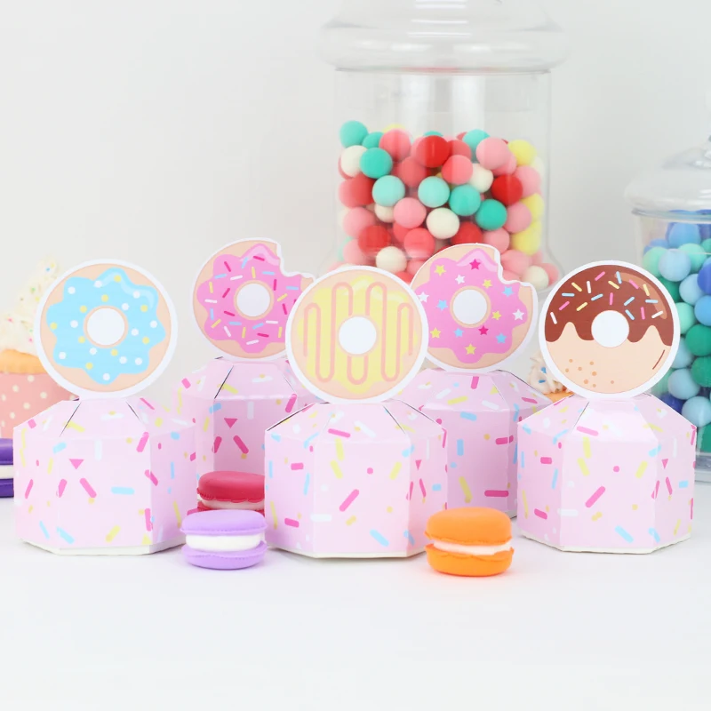 Donut Party Birthday Growth Happy Candy Box Cake Head Like Bags Decorated with Banner Walls | Дом и сад