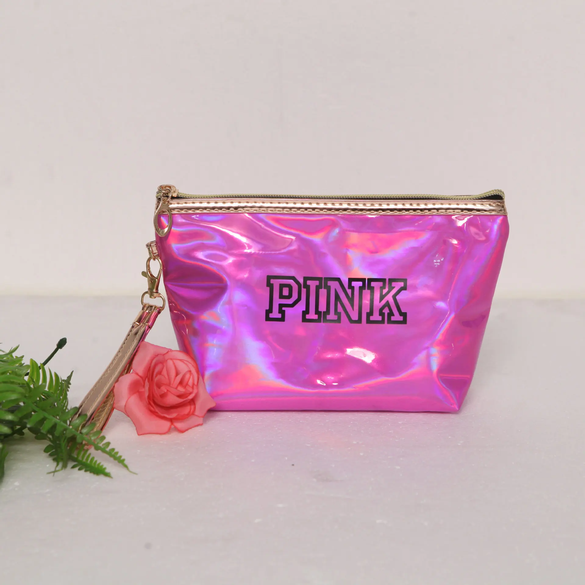 ETya модные водонепроницаемые лазерные косметички для женщин, косметичка, сумка для макияжа, сумка из ПВХ, моющаяся косметичка, дорожный органайзер, чехол - Цвет: Style 2 Rose