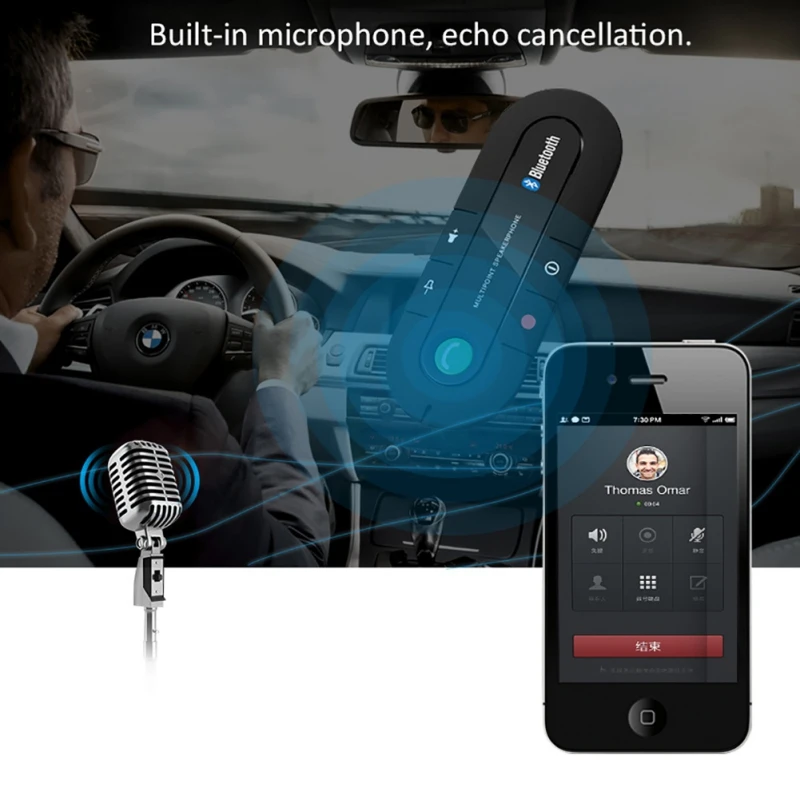 Bluetooth Автомобильный Mp3 музыкальный динамик Портативный громкой связи беспроводная резонирующая коробка MP3-плеер солнцезащитный козырек клип динамик телефон с зарядкой автомобиля