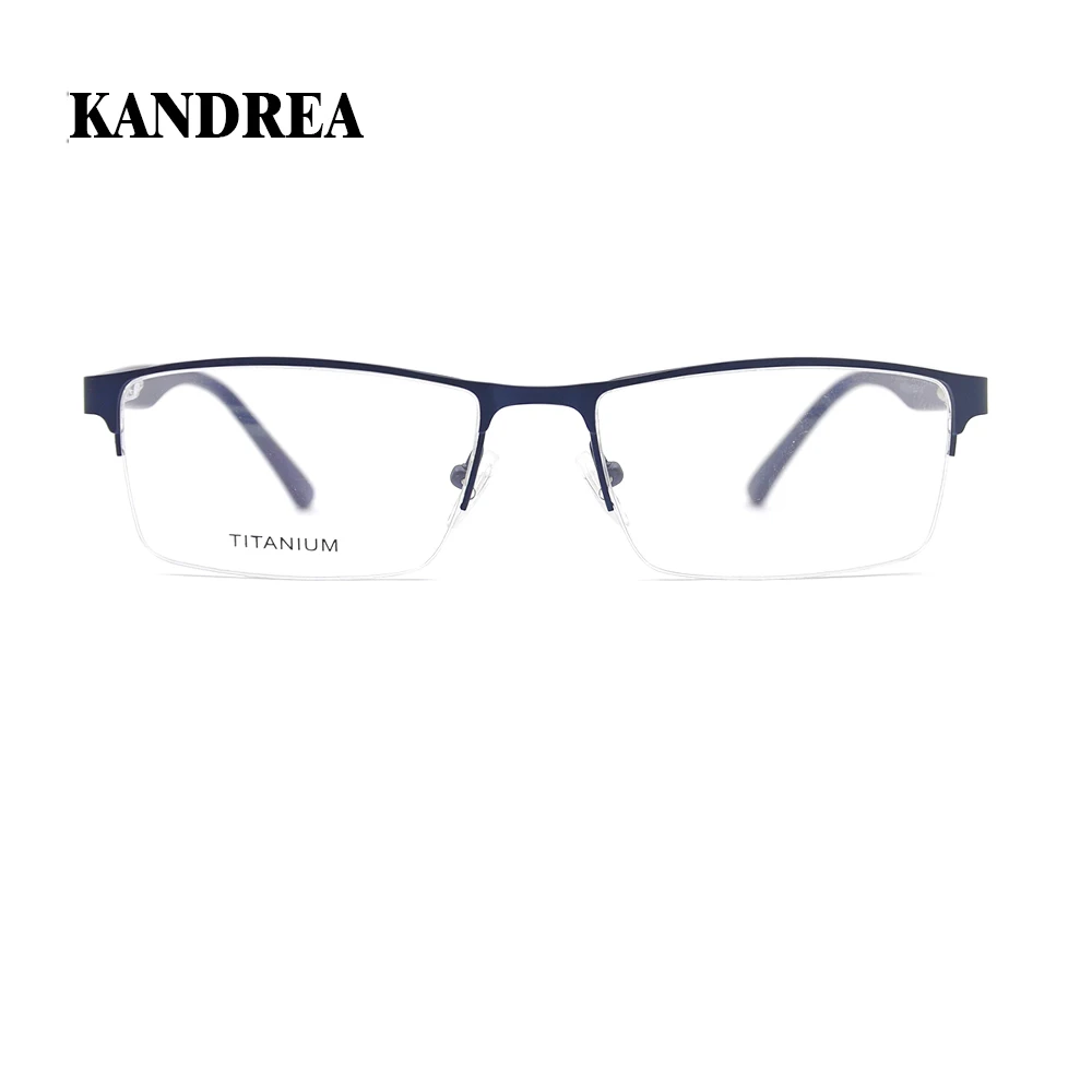 Kandrea, модные мужские очки, оправа, атмосферная, классические, закоротенные, прозрачные, синие очки в титановой оправе