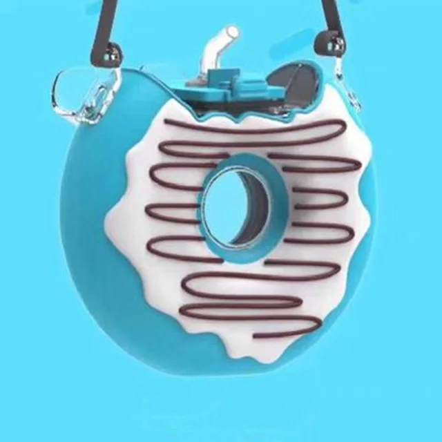 blue Новая креативная бутылка для воды веб-знаменитости пончик портативный силиконовый прекрасный чайник с присоской бутылка для воды - Цвет: blue