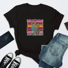 

Leopard Cactus Print T Shirt Women Short Sleeve O Neck Loose Tshirt 2020 Summer Women Causal Tee Shirt Tops Mujer