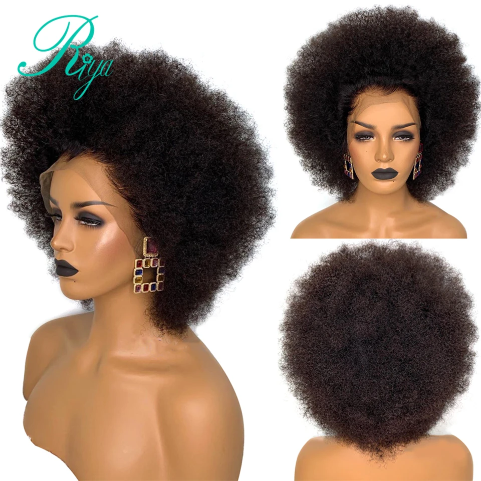 

13X4 150% Pixie Short Bob Cut Afro Kinky Curly Lace Front Human Hair Wigs For Black Women PrePlucked Remy Brazilian Closure Wig