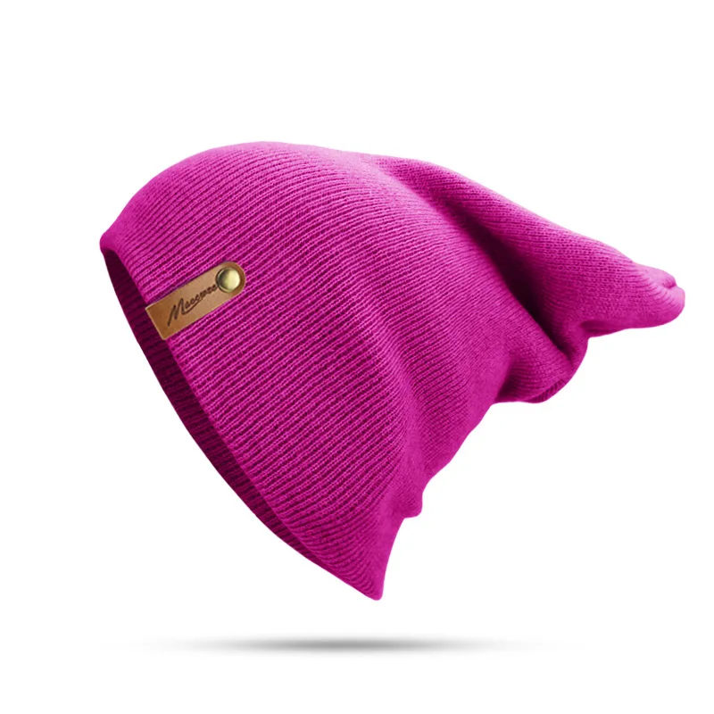 Модные женские и мужские зимние вязаные шапки Skuilles Beanies, уличные теплые однотонные шапки унисекс на осень и весну, фирменная шапка - Цвет: N