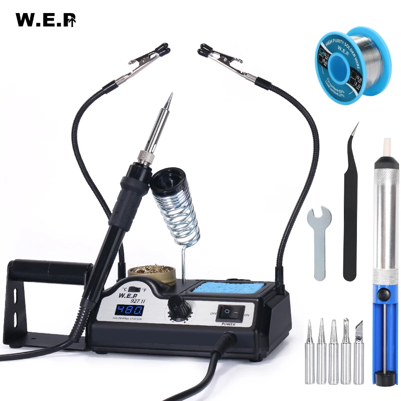 WEP 927 Clips Tin Soldering Iron with Optional Magnifier Lamp Digital Display Electric Soldering iron Kit Set Soldering Station gas welding machine Welding Equipment