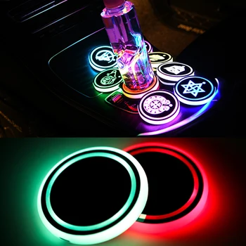 

2pcs 7Color LED Car Logo Cup Mat For Volvo Porsche Audi BMW AMG Mercedes VW Ford Toyota Honda Nissan Mitsubishi Peugeot Cup Pad