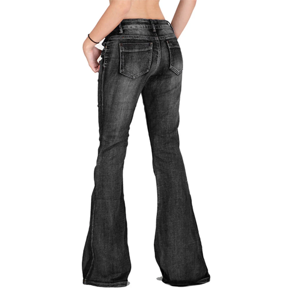 Модные джинсовые расклешенные брюки женские ретро джинсы Широкие брюки леди случайный звонок-низ расклешенные брюки женские XS-4XL