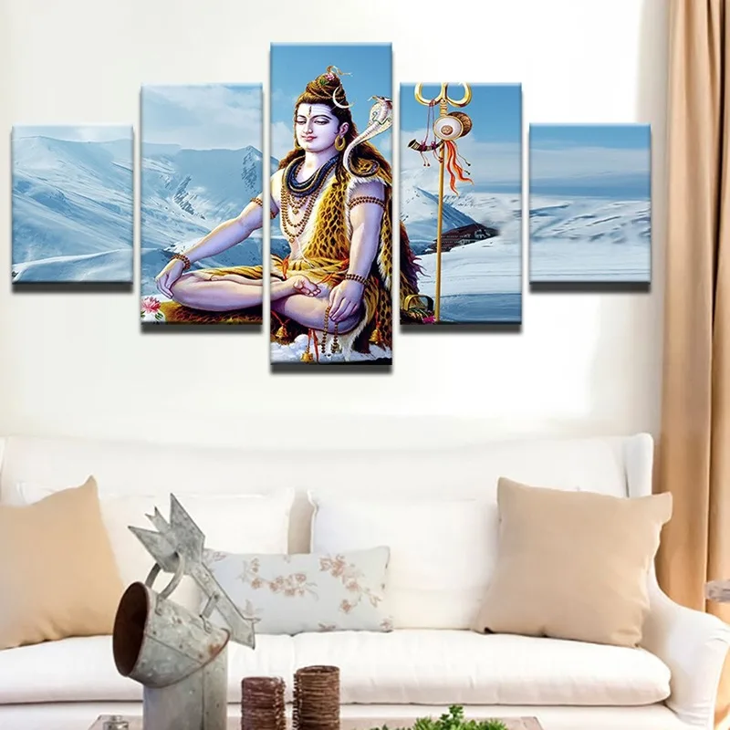 

Dropship 5-piece of Home Decor Indian Krishna Aur Kans Cuadros Decoracion Dormitorio Canvas Wall Art Canvas Painting