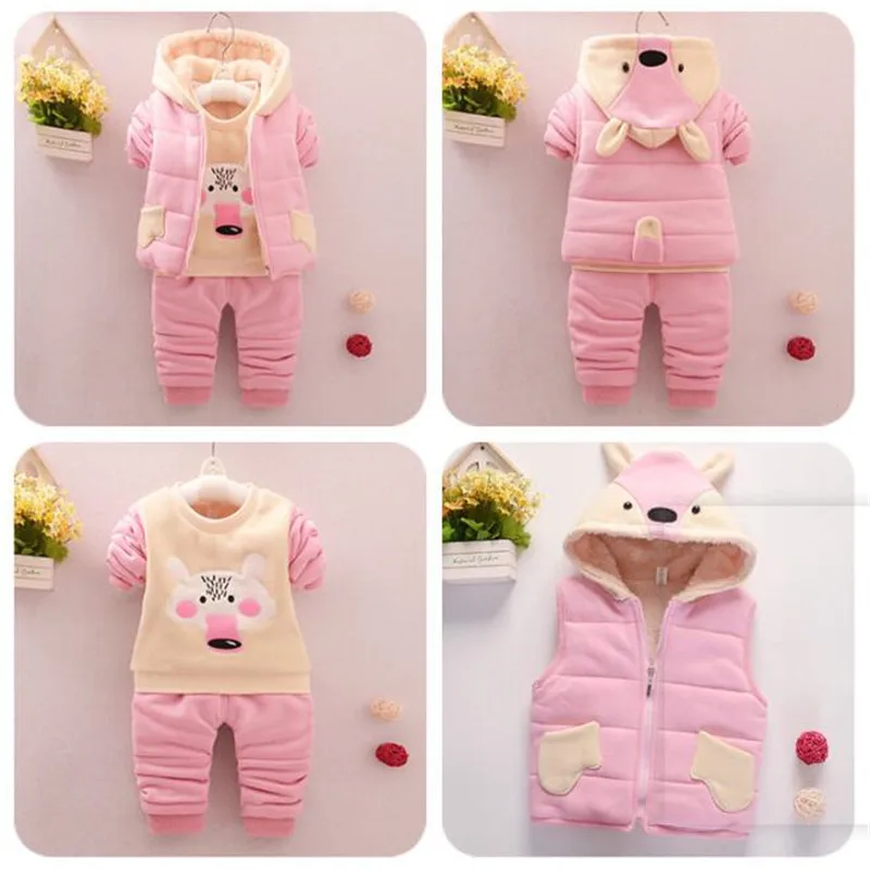 

Winter suit for girls 0-4 years old girls boy winter coat David winter coat cotton coat lamb down 3piece set Four color optional