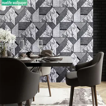 

Nordic style modern minimalist imitation marbled geometric lattice wallpaper living room bedroom TV background wall paper