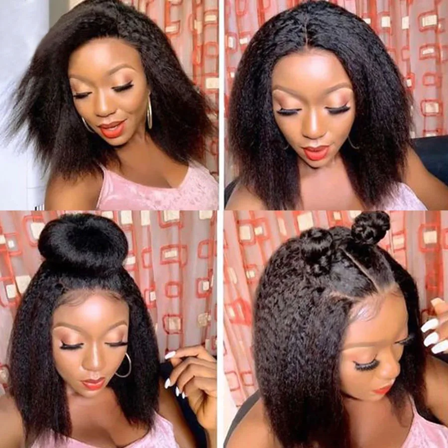 Glueless Full Lace Human Hair Wigs Remy Kinky Straight Lace Front Wig 360 Lace Front Wig Human Hair Pre Plucked Human Hair Wigs
