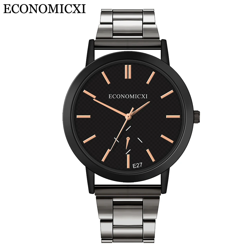 

ECONOMICXI1Pcs Fashion Business Trend Simple Steel Belt Watch Men Watch Quartz Watches Male Quartz Watch Gifts Relogio Masculino