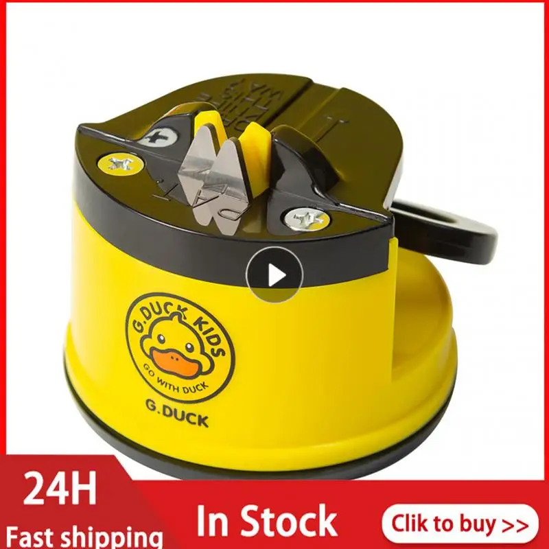 1PCS Mini Yellow Duck Suction Cup Sharpener Small Tungsten Steel Double-sided Grindstone Kitchen Tools | Дом и сад