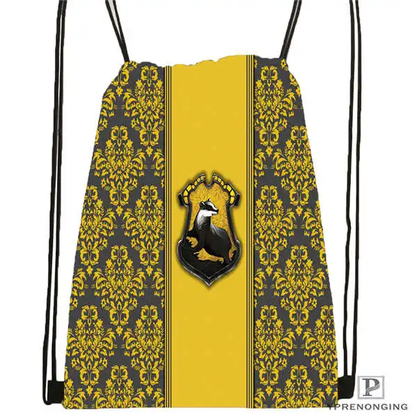 Custom hufflepuff-походная сумка на шнурке милый рюкзак для детей(черная спинка) 31x40 см#180611-03-127